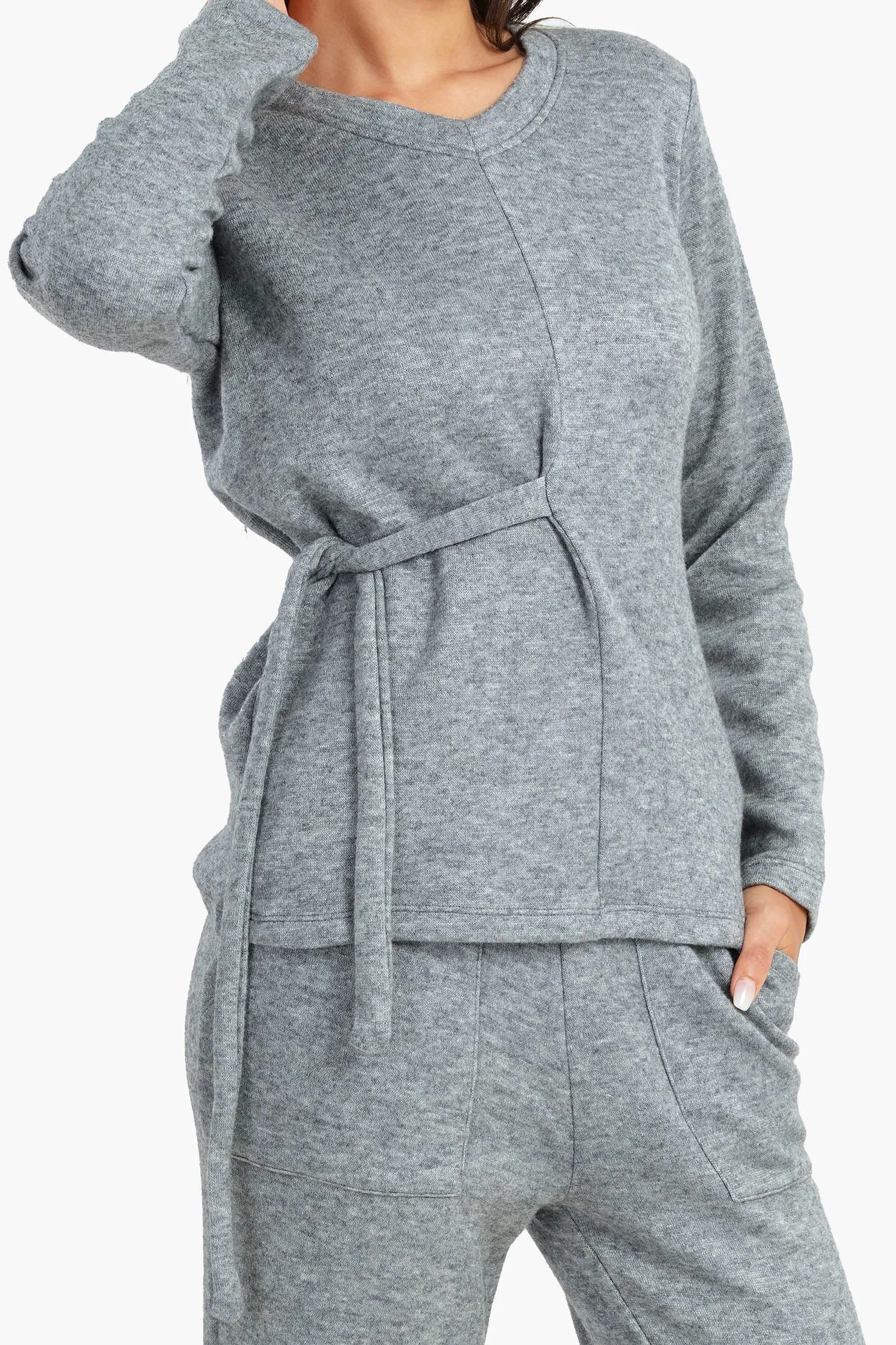 Heather Grey Knitted Pyjama Set