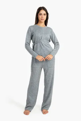 Heather Grey Knitted Pyjama Set