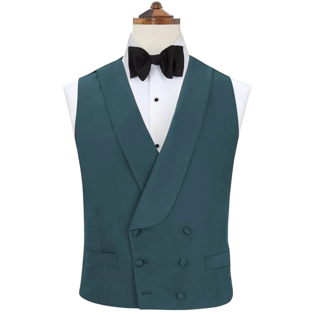 Hudson Teal Grosgrain Silk and Cotton Waistcoat