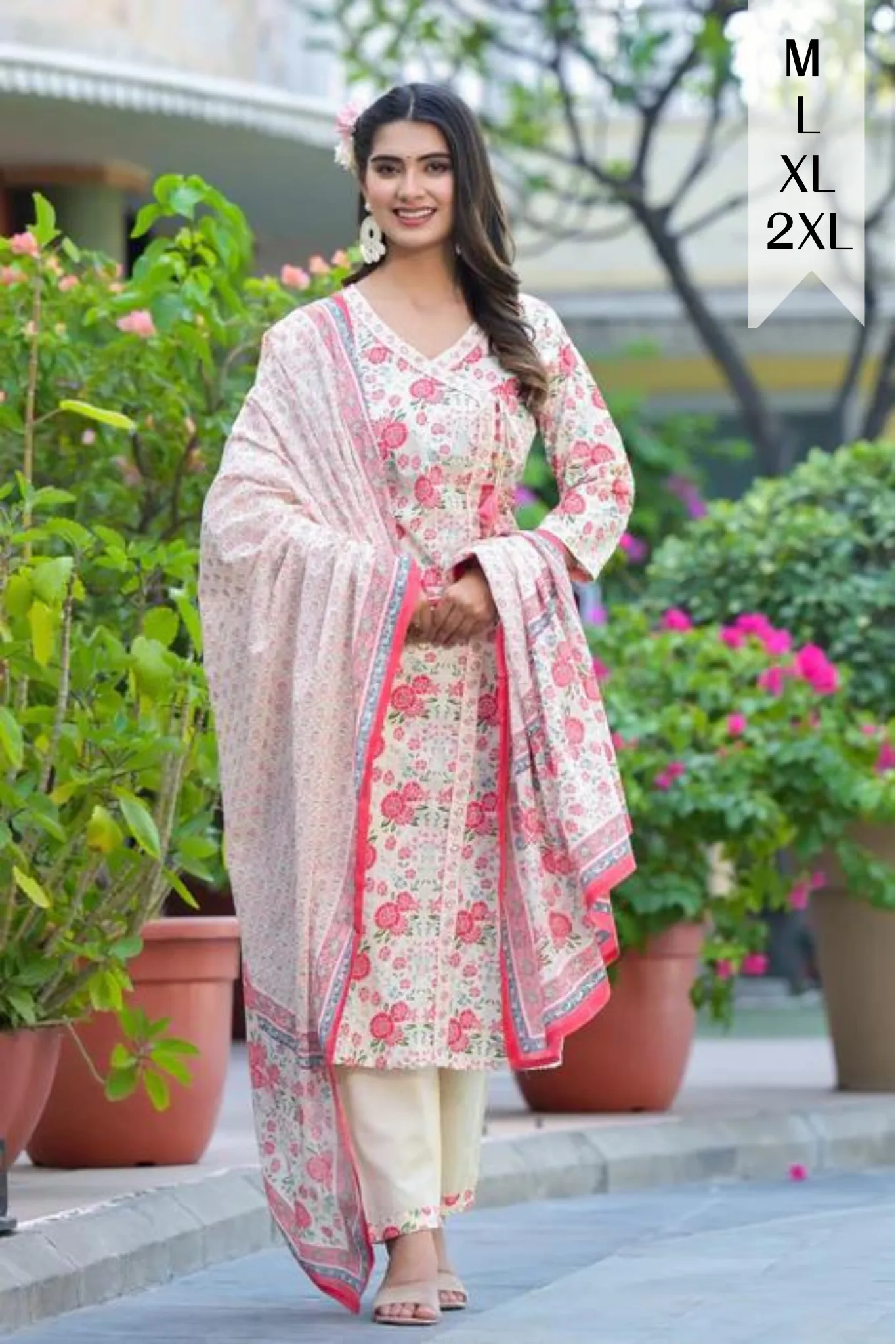 Ivory Pink Angrakha Suit Set