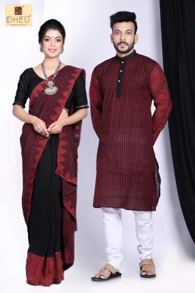 Kamrup Maroon- Mekhela-Kurta Couple Set