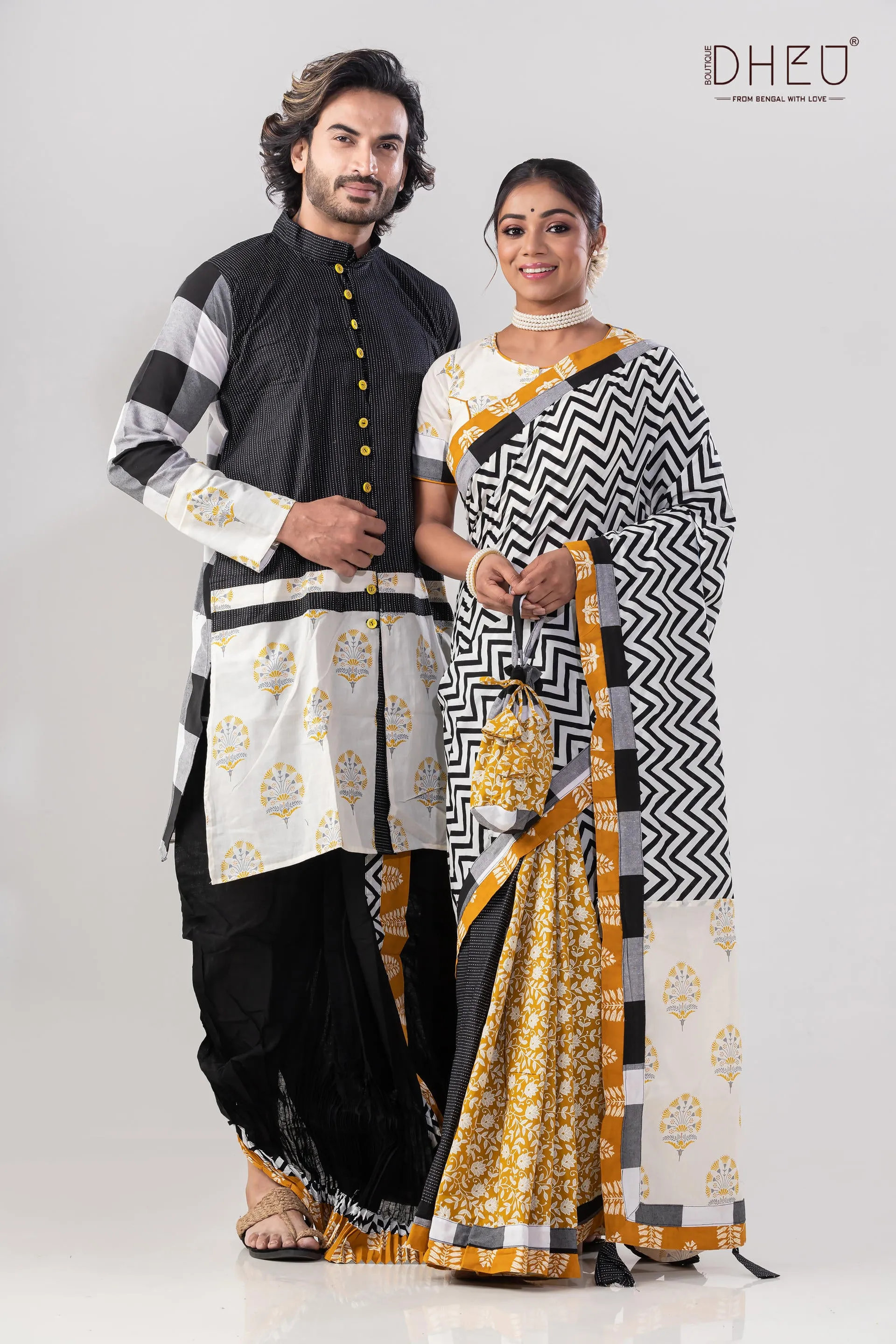 Kishmish -Saree-Kurta Couple Set