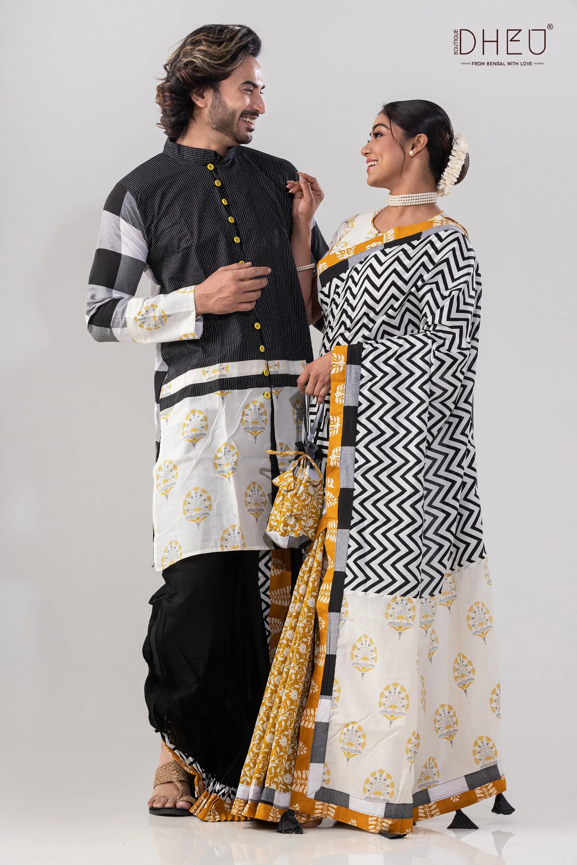 Kishmish -Saree-Kurta Couple Set