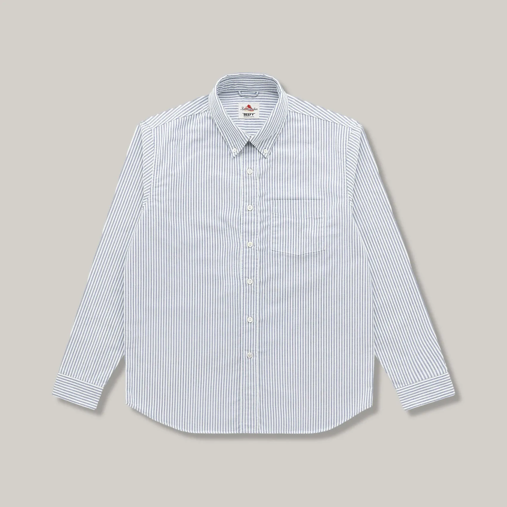 KNICKERBOCKER "BEEFY" COTTON ICON OXFORD SHIRT - NAVY STRIPE