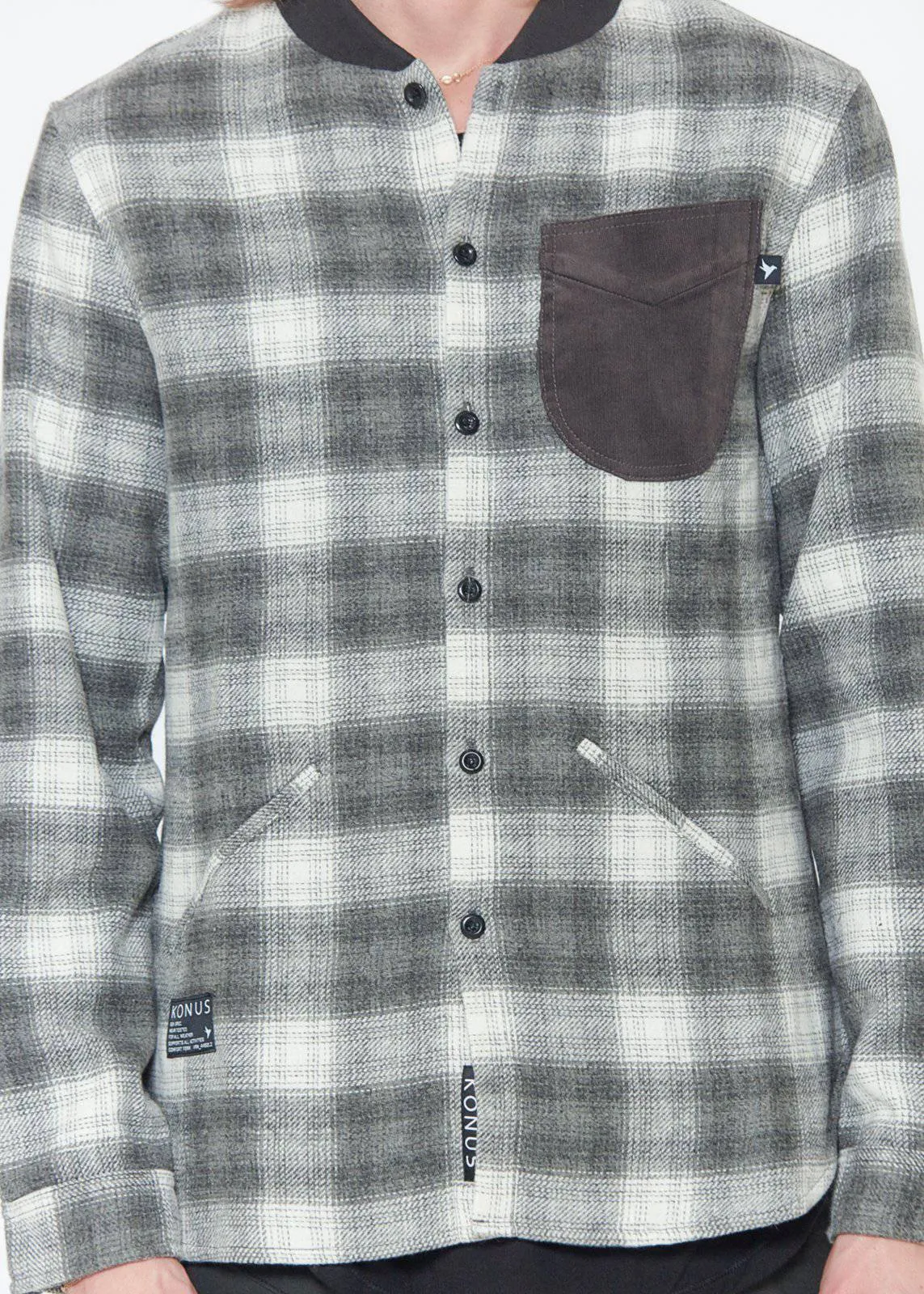 Konus Men's Wool Blend Shirt Jacket in Gray