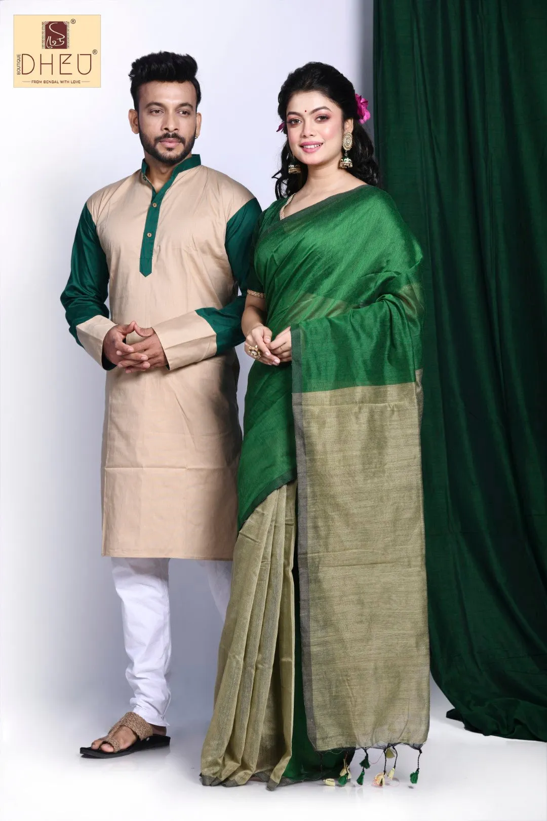 Kothay Khuji Tare-Saree-Kurta Couple Set