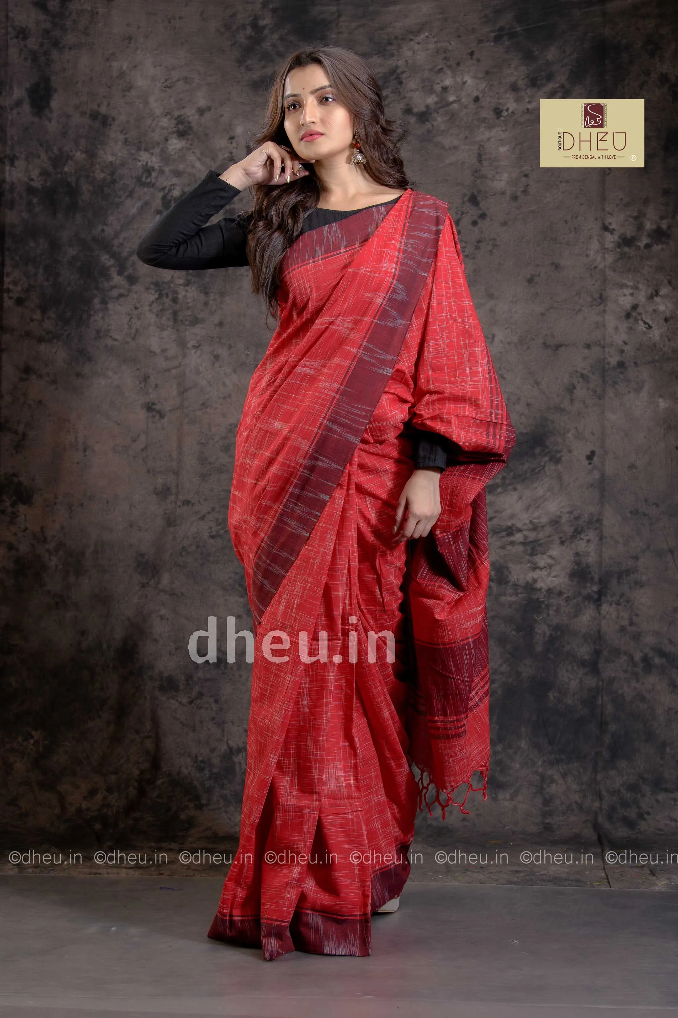 M O U C H A K -Handloom Pure Cotton Jharna-Khadi Saree-Kurta Couple Set