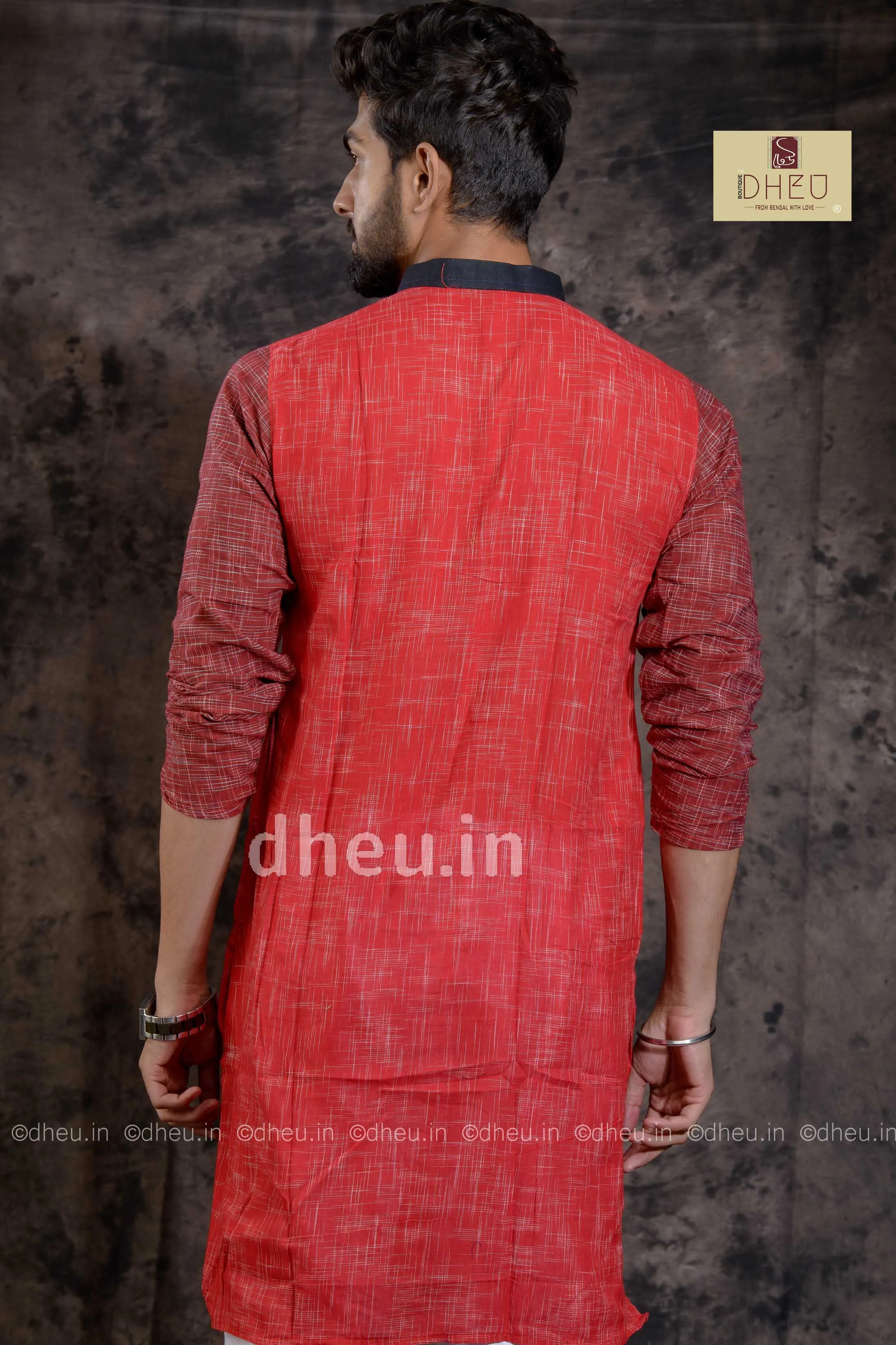 M O U C H A K -Handloom Pure Cotton Jharna-Khadi Saree-Kurta Couple Set