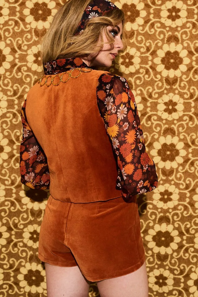 Mama Roux Orange Velvet O Ring Waistcoat