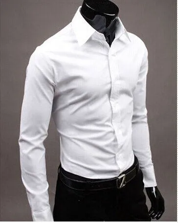 Men Long Sleeve Casual Slim Fit Solid Color Shirt