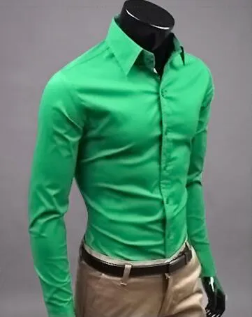 Men Long Sleeve Casual Slim Fit Solid Color Shirt