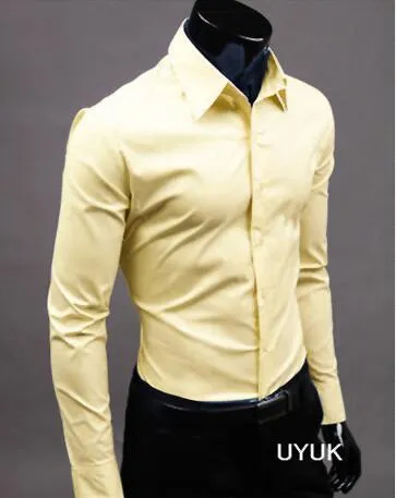 Men Long Sleeve Casual Slim Fit Solid Color Shirt