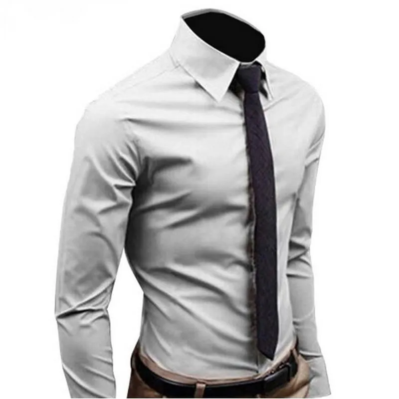 Men Long Sleeve Casual Slim Fit Solid Color Shirt