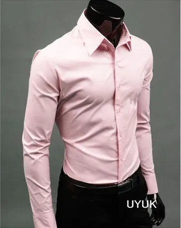 Men Long Sleeve Casual Slim Fit Solid Color Shirt