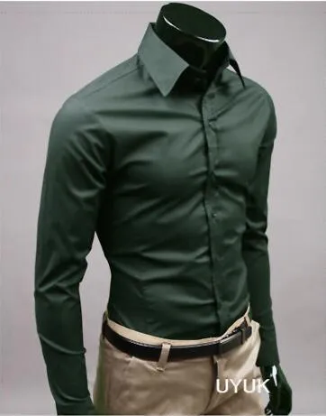 Men Long Sleeve Casual Slim Fit Solid Color Shirt