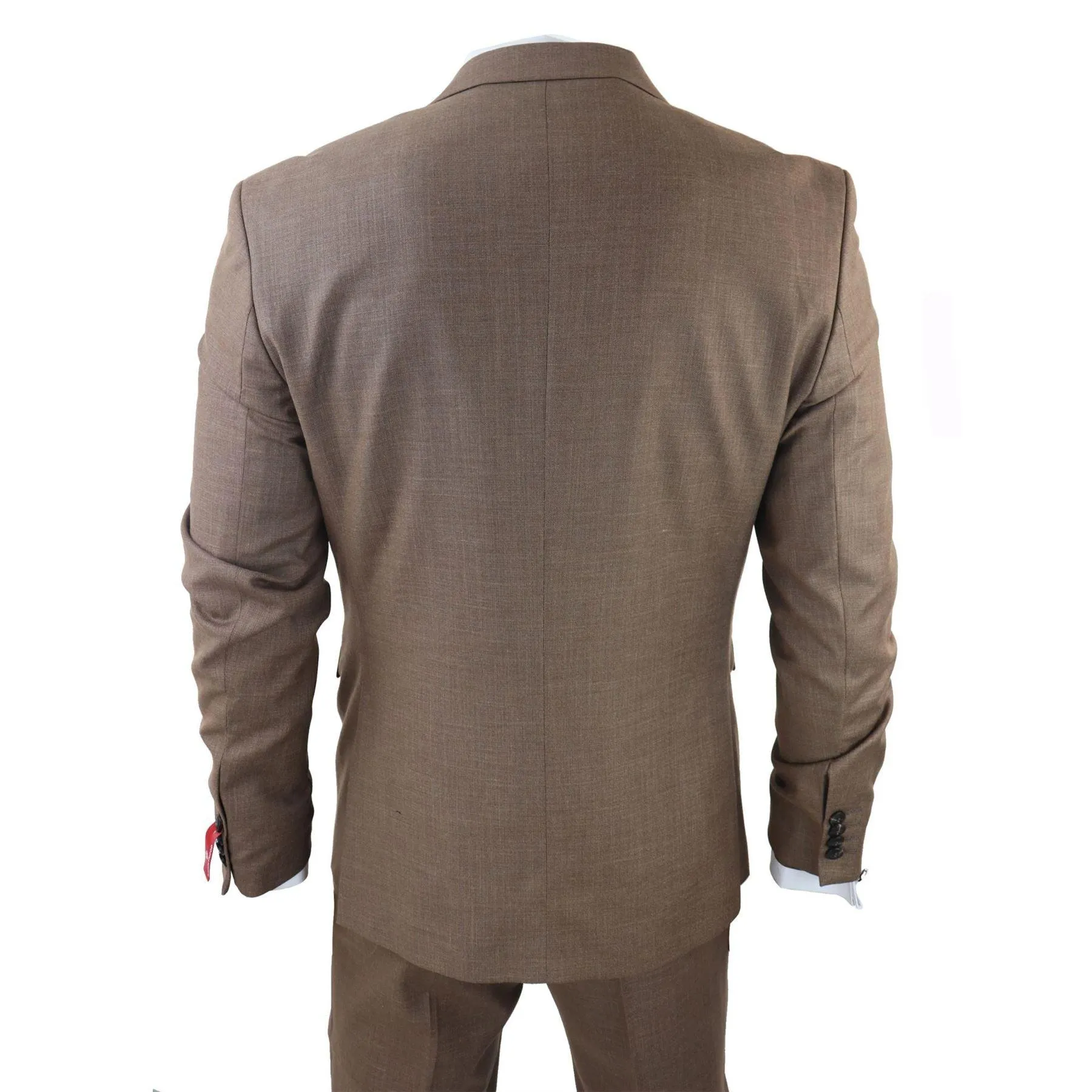 Mens Classic 3 Piece Suit Brown Pocket Chain Wedding Tailored Fit Vintage Formal