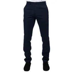 Mens Navy 3 Piece Trousers Tailored Fit Smart Formal Classic Wedding Retro Vintage