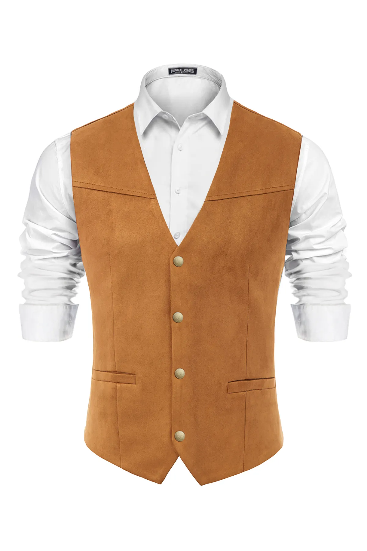 Men's Suede Leather Suit Vest Casual Western Cowboy Waistcoat Vests