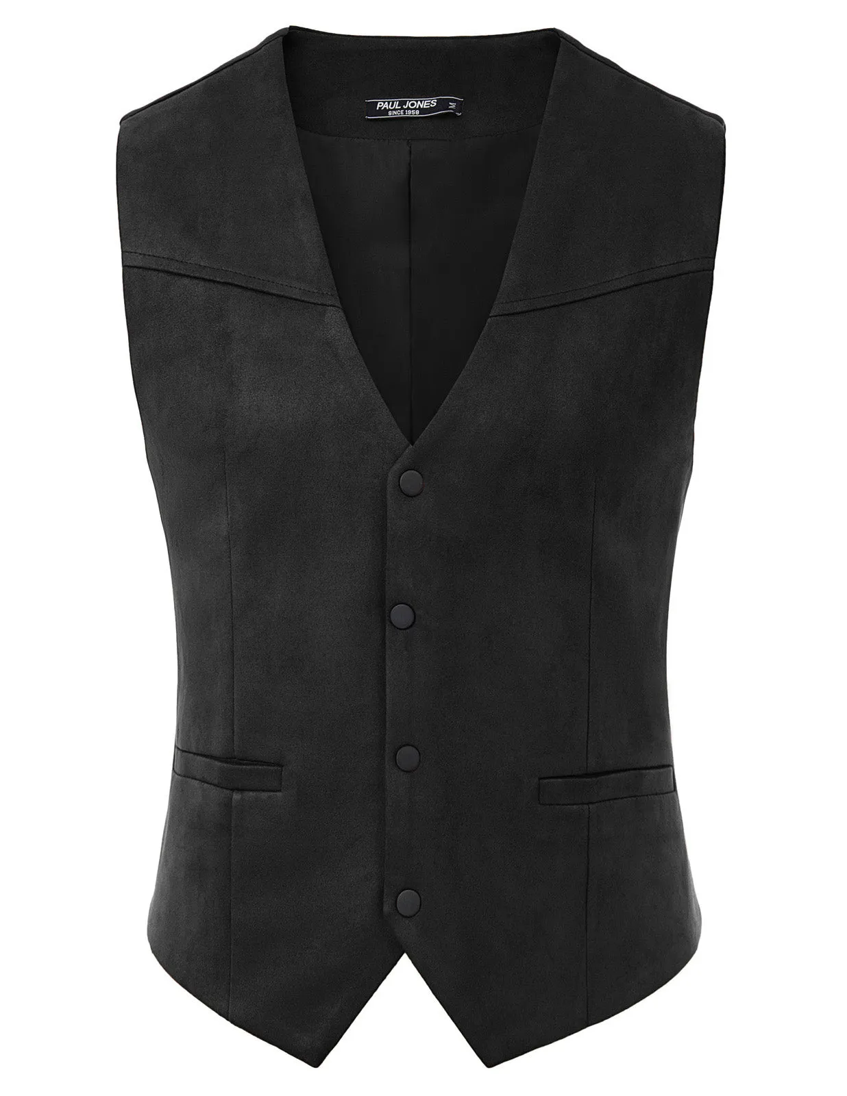 Men's Suede Leather Suit Vest Casual Western Cowboy Waistcoat Vests