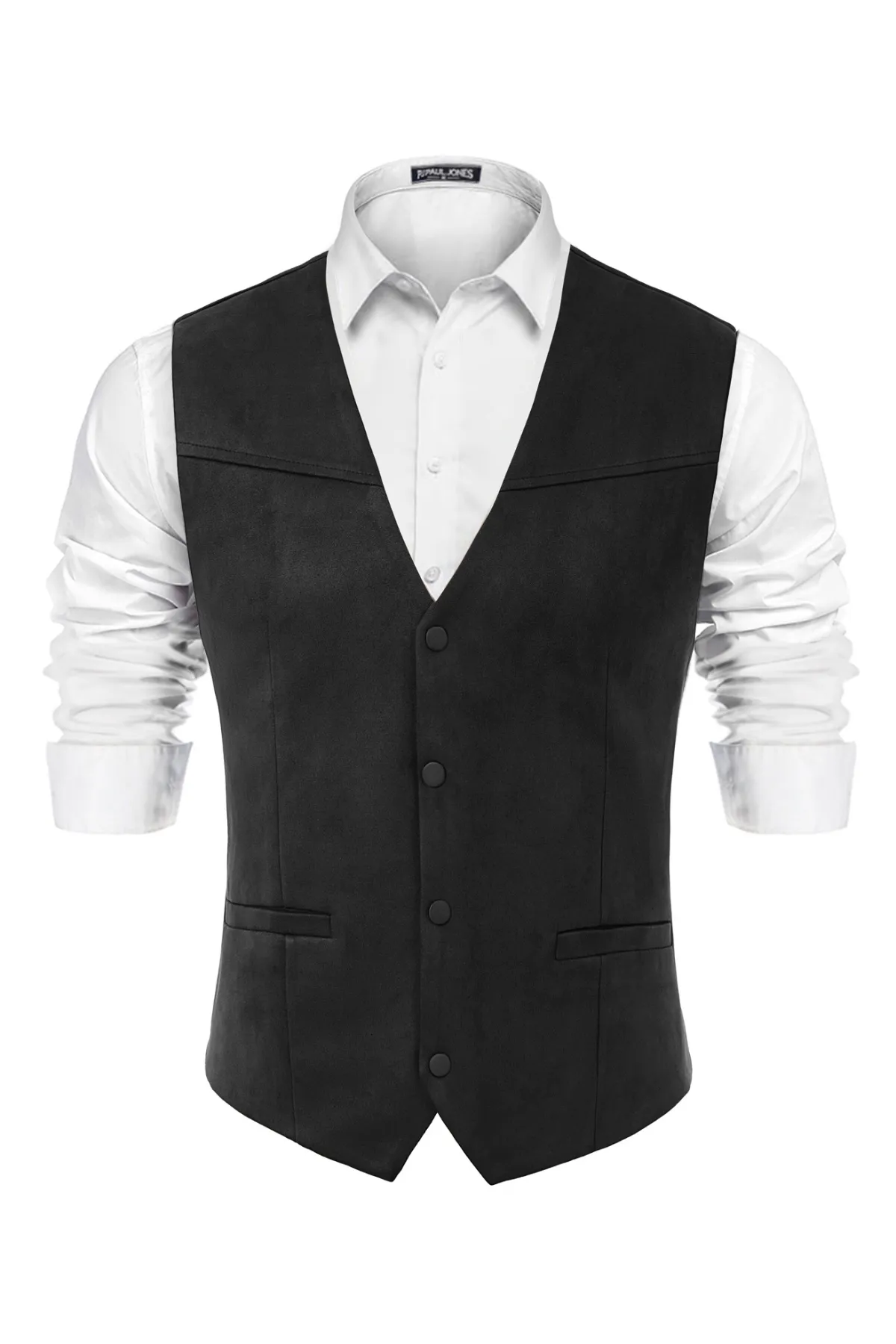 Men's Suede Leather Suit Vest Casual Western Cowboy Waistcoat Vests