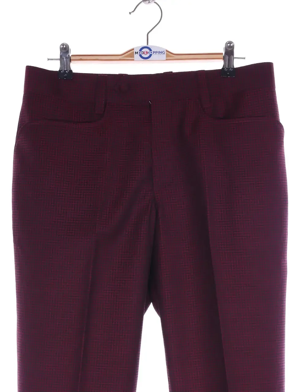 Men's Two Piece Suit - Burgundy Check Suit