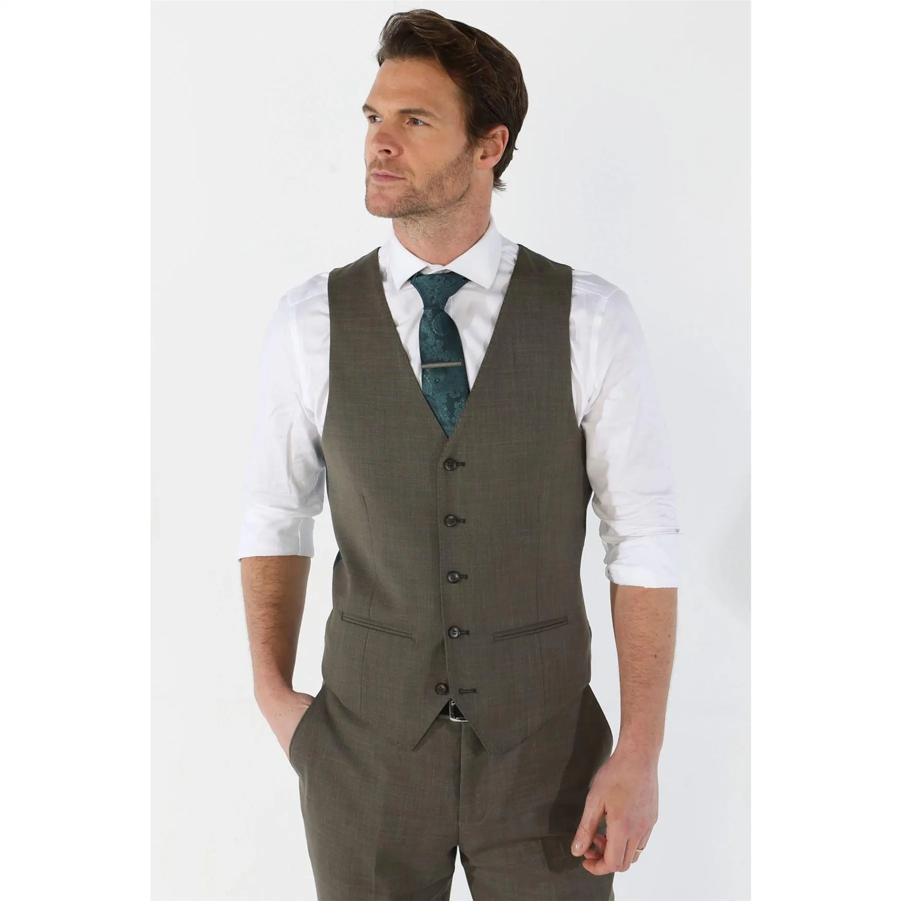 Men's Waistcoat Sage Green Tailored Fit Summer Wedding Vest