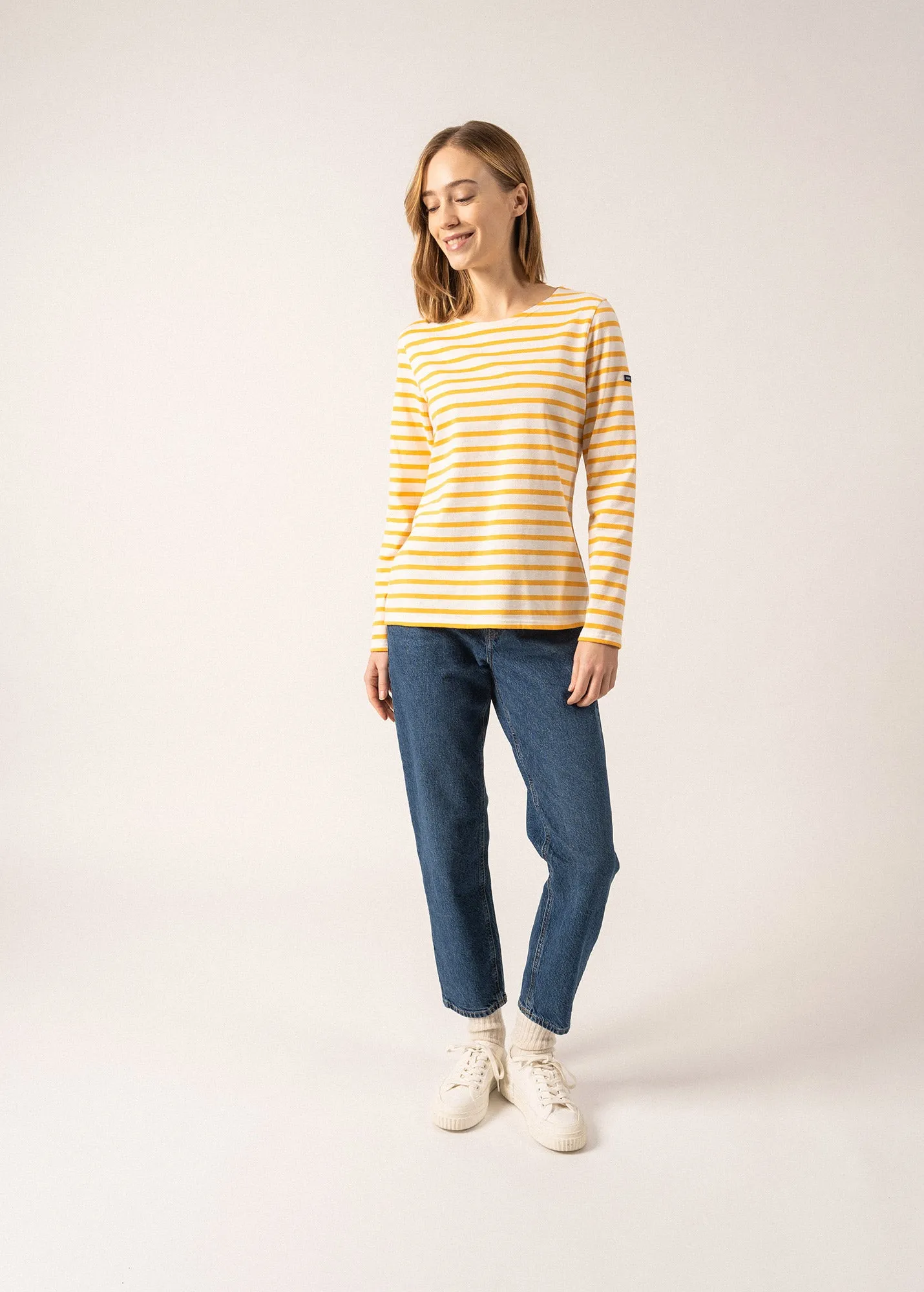 Minquidame striped sailor shirt - regular fit, in light cotton (ECUME/AMBRE)