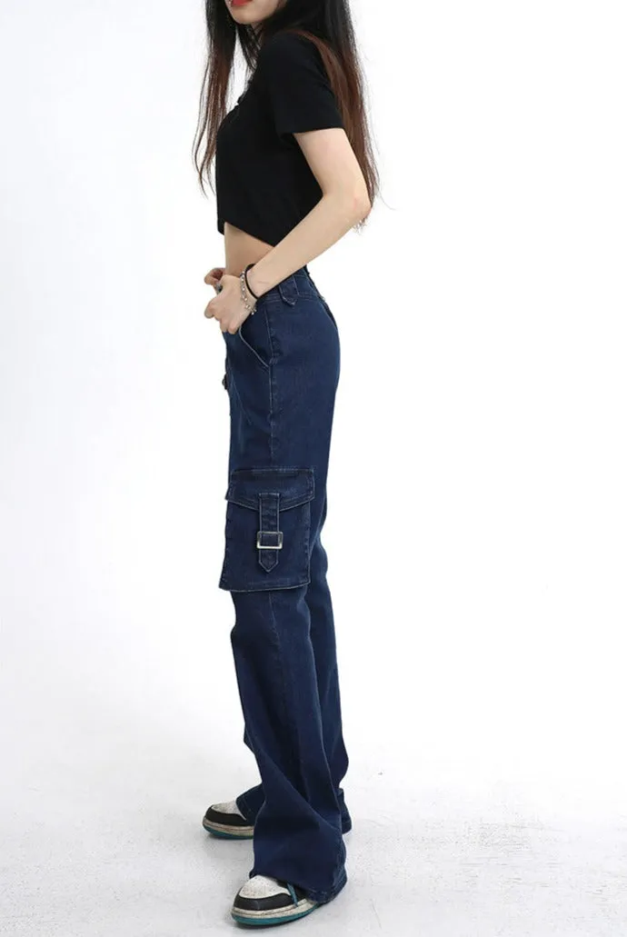 Multi Pocket Strap Skinny Jeans