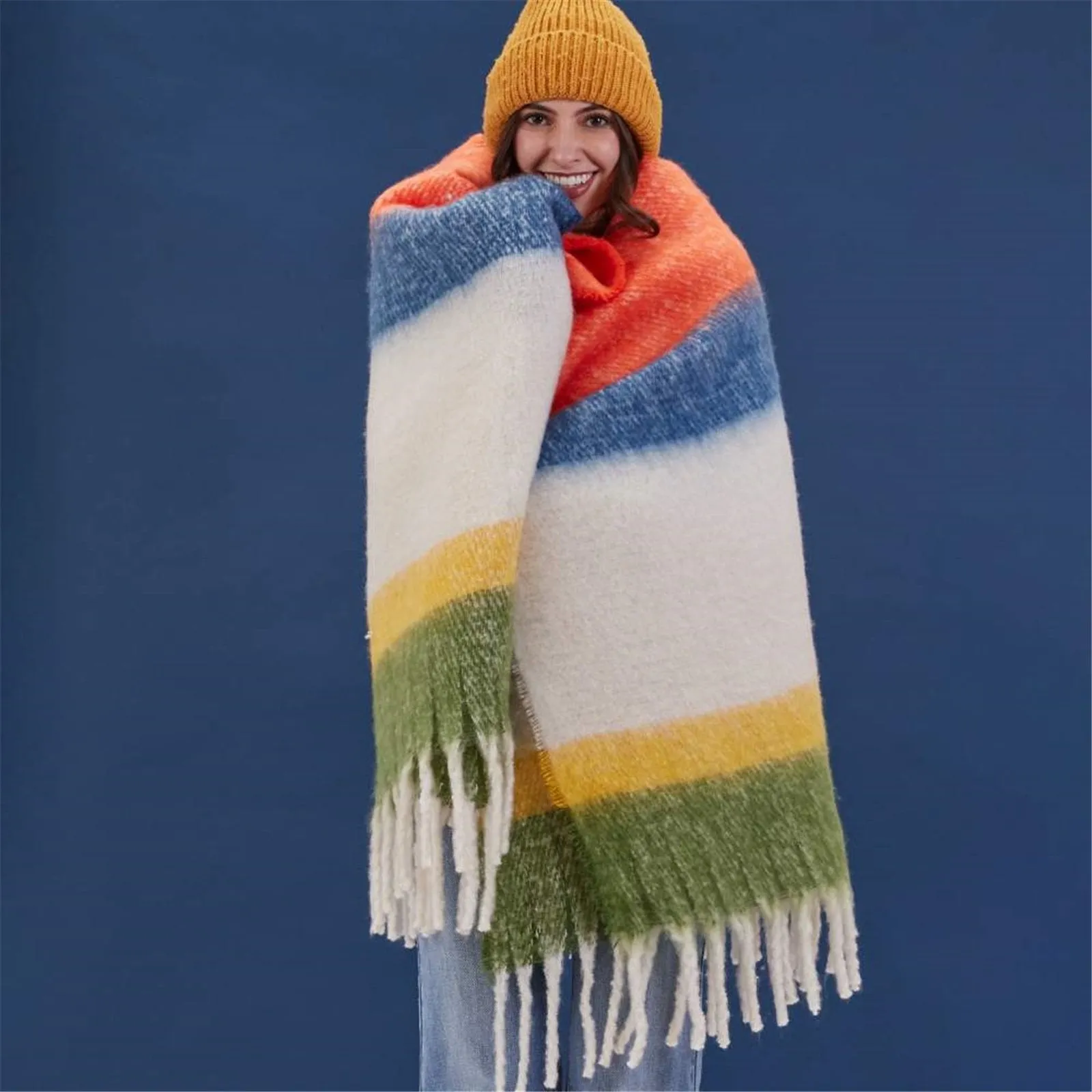 Navy Orange Cuddle Throw