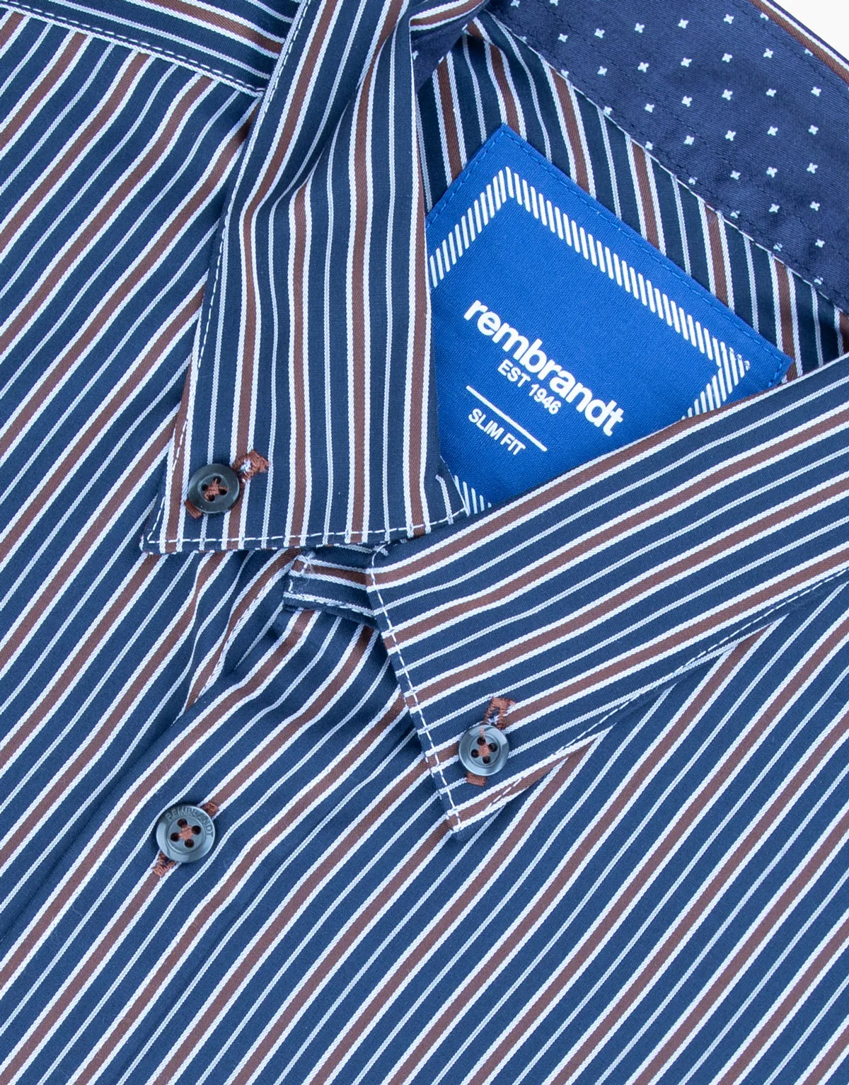 Ohope Navy & Brown Stripe Shirt