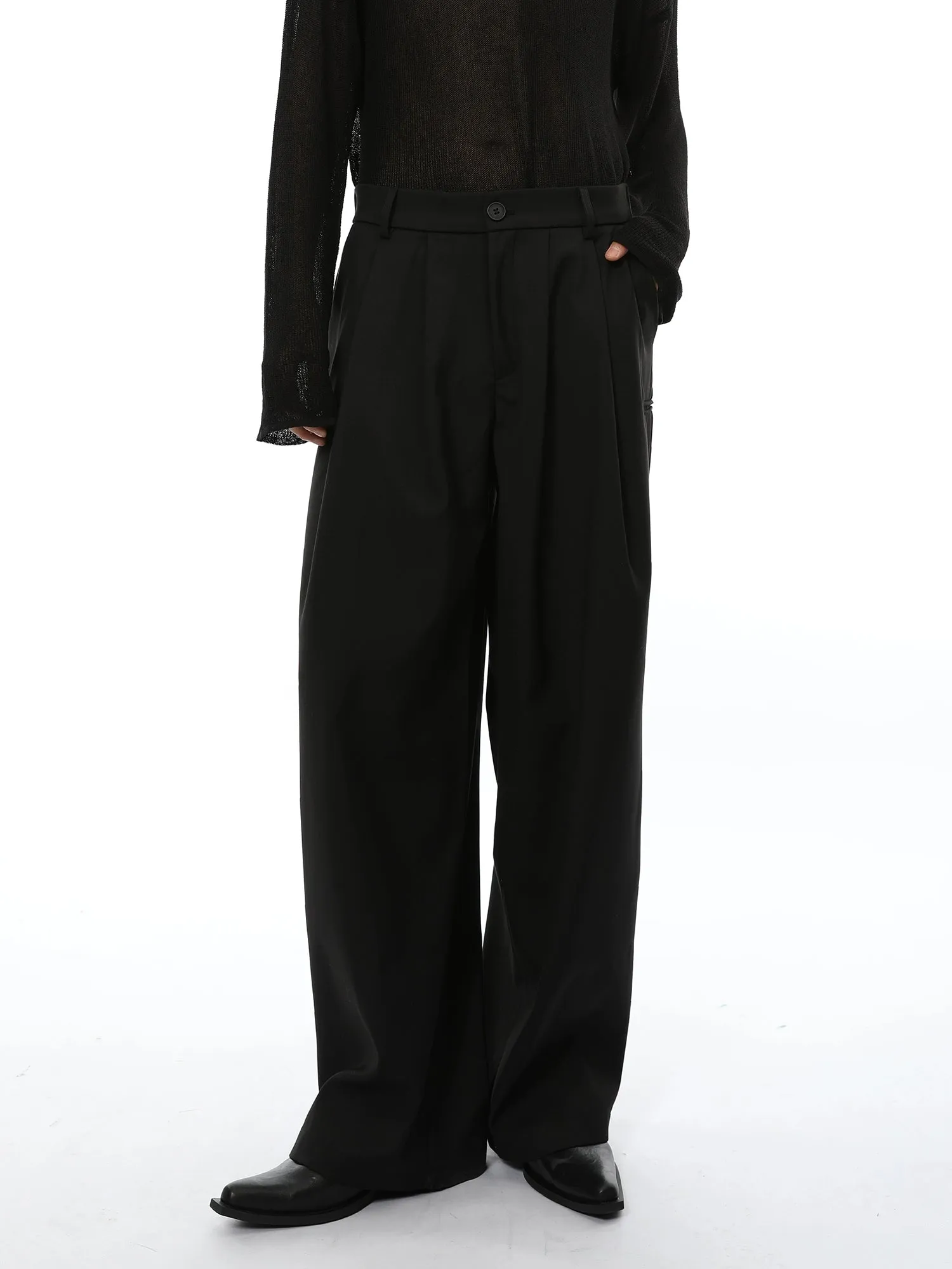 Oversized Boxy Blazer with Wide Leg Suit Trousers Set