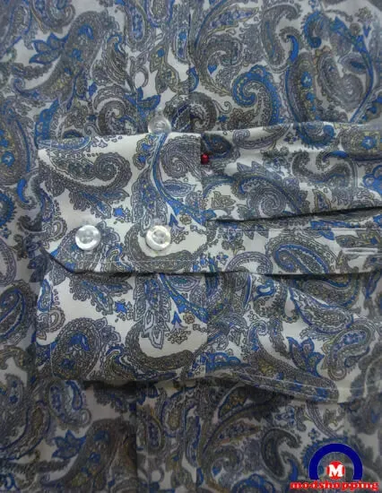 Paisley Shirt| Blue Paisley Pattern Long Sleeve Shirt