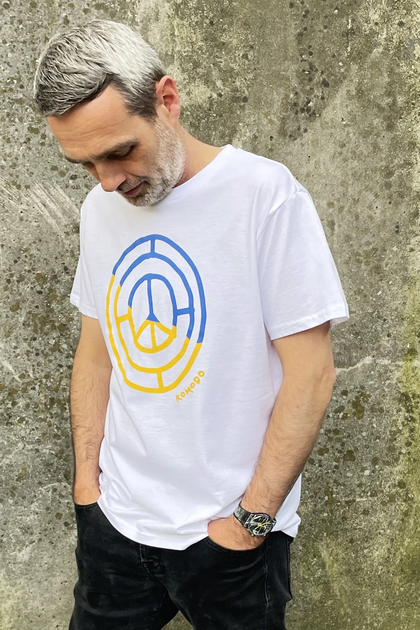 PEACE 4 UKRAINE Organic cotton mens tee - White