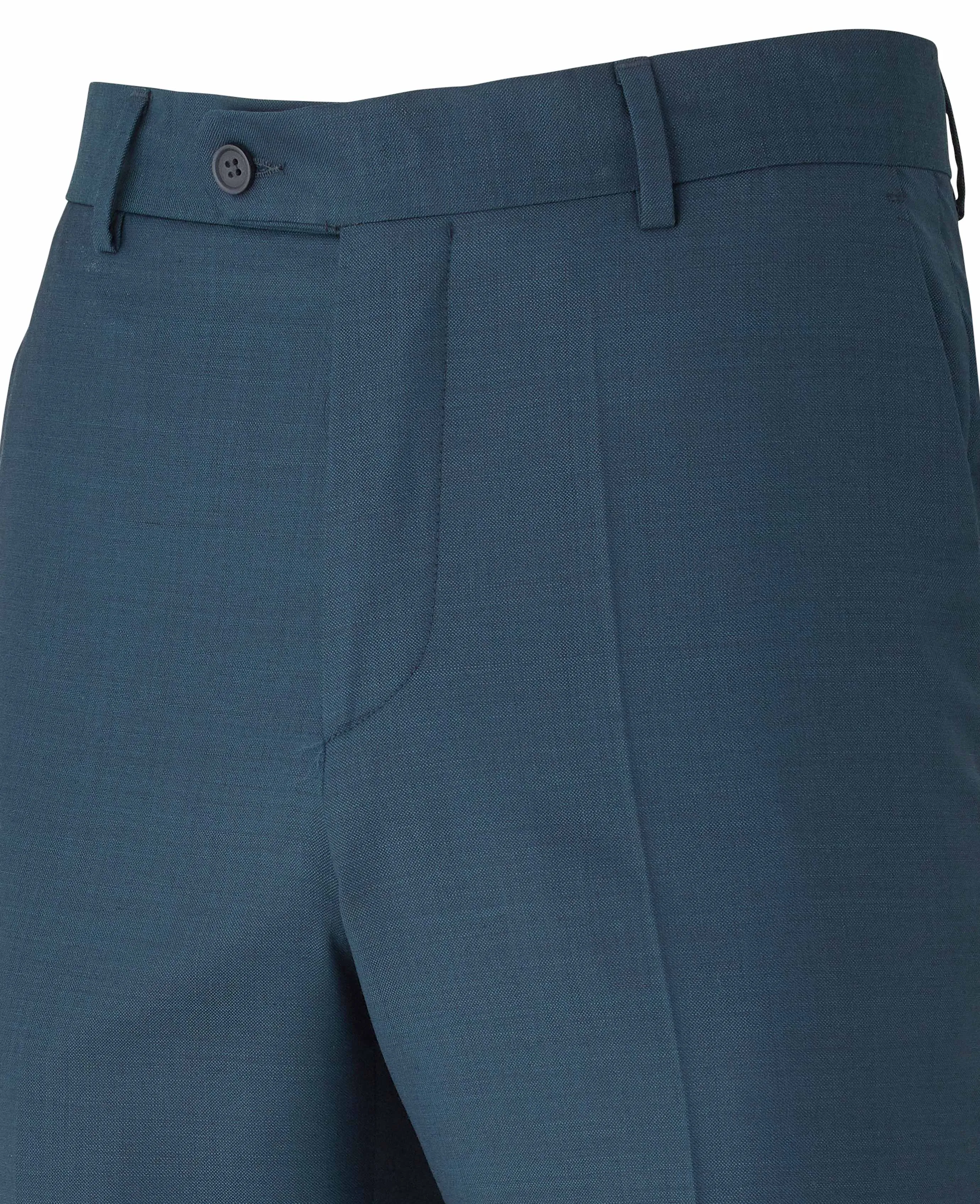 Petrol Blue Wool-Blend Tailored Suit Trousers