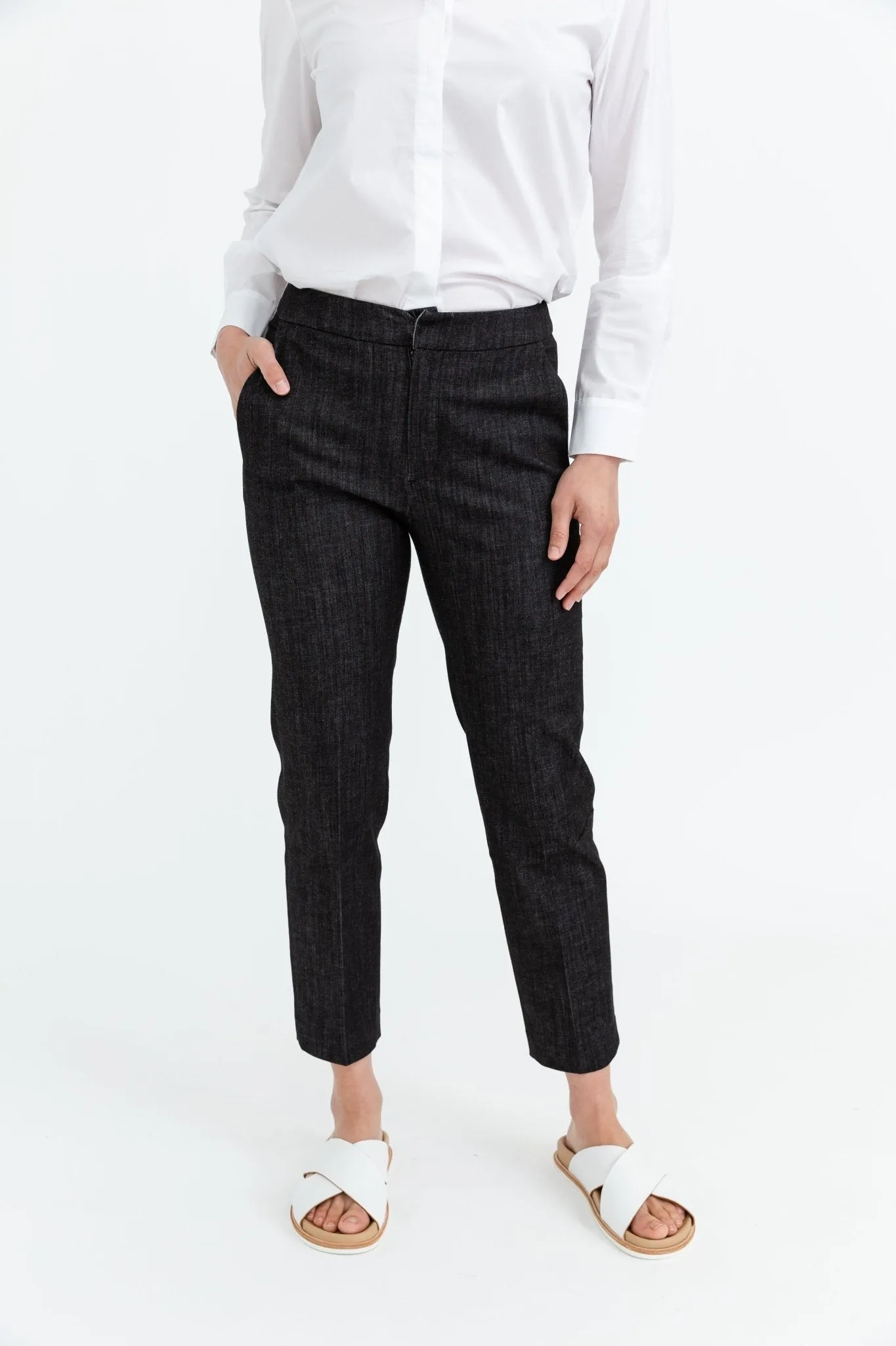 PEYTON ANGLE POCKET TROUSER IN STRETCH DENIM