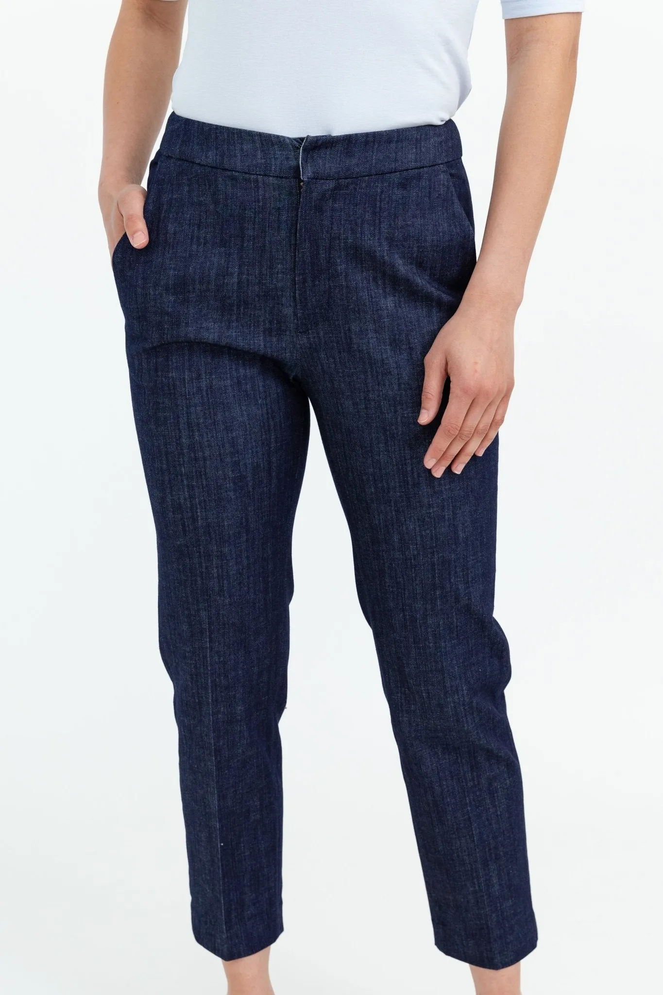 PEYTON ANGLE POCKET TROUSER IN STRETCH DENIM