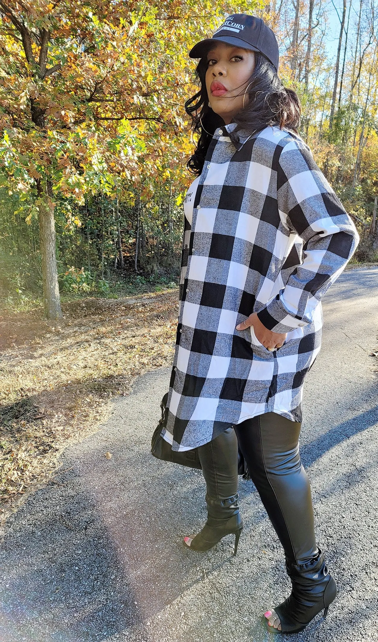 Pretty Plaid- Longline Button Front Shirt