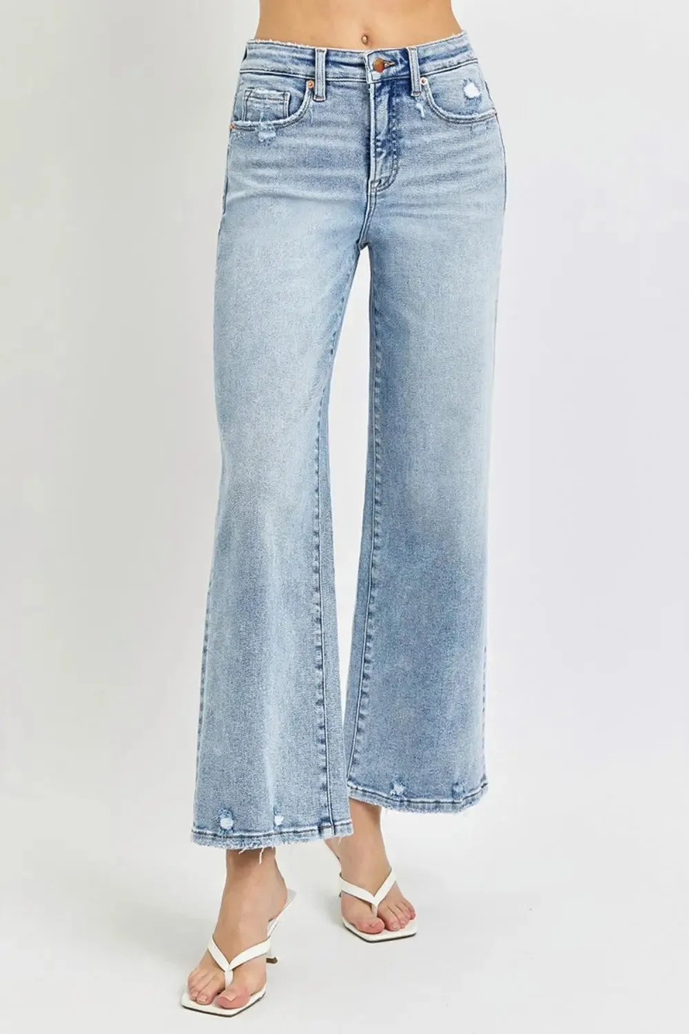 RISEN Full Size Tummy Control High Rise Crop Wide Leg Jeans