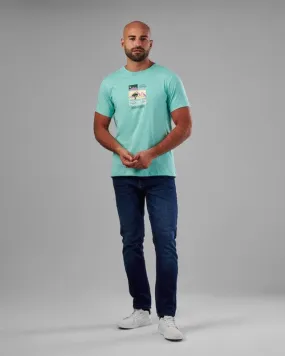 ROUND NECK PRINTED T-SHIRT - TURQUOISE