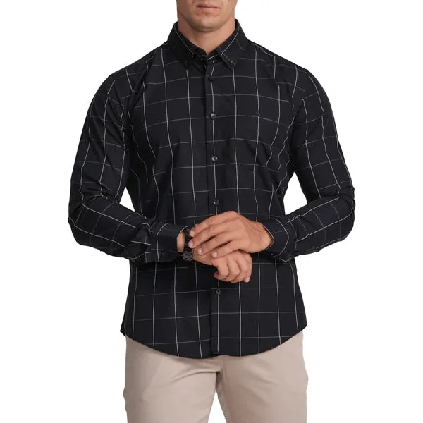 Slim Fit Button-down collar Semi-Casual Check Shirt- Insignia Blue