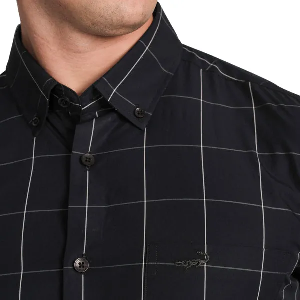 Slim Fit Button-down collar Semi-Casual Check Shirt- Insignia Blue