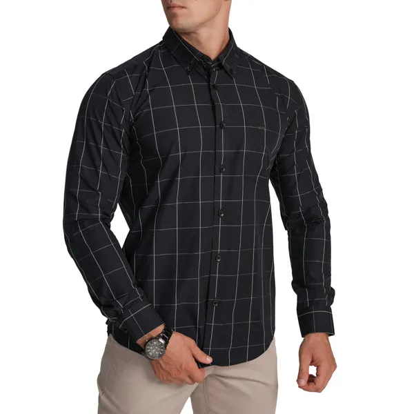 Slim Fit Button-down collar Semi-Casual Check Shirt- Insignia Blue