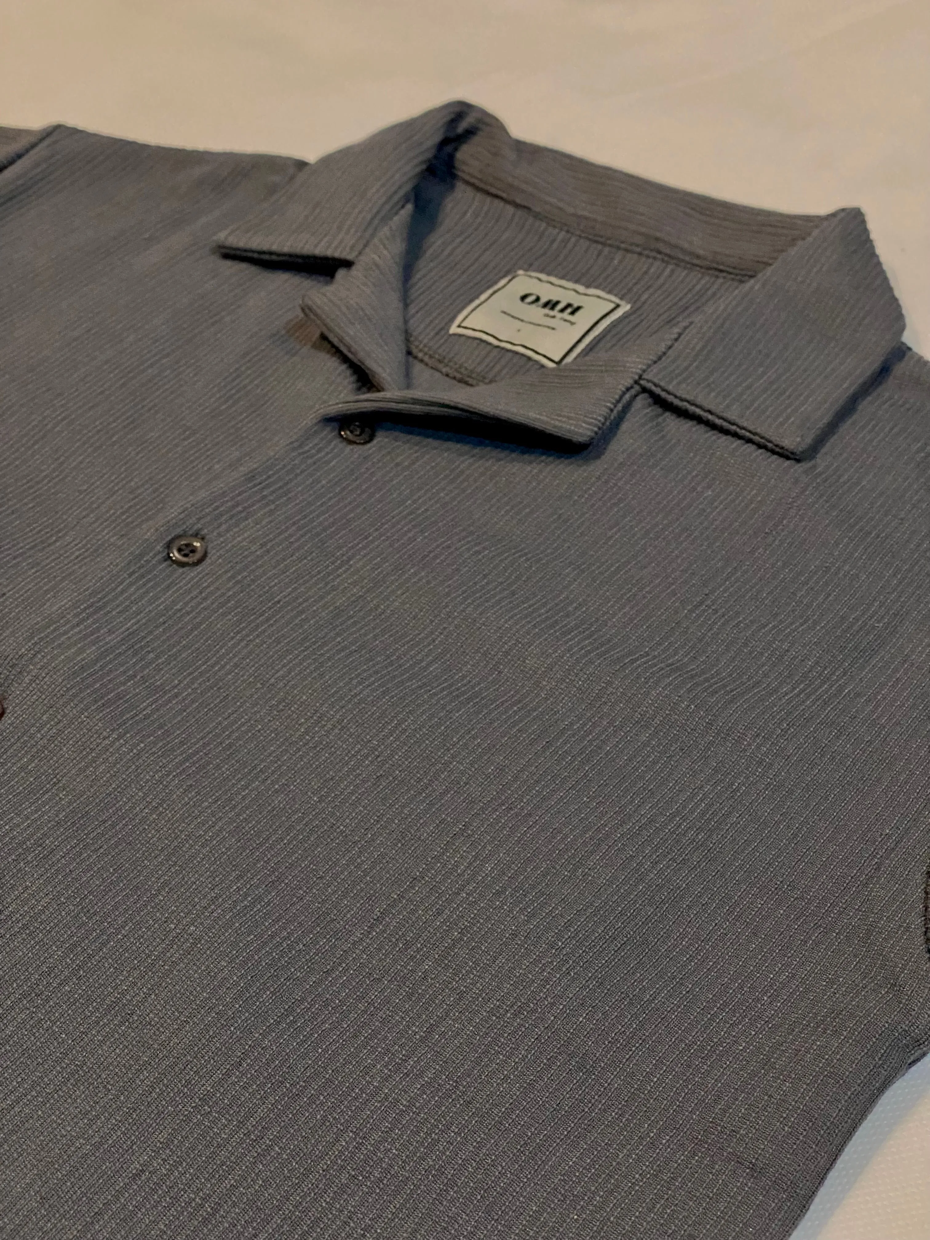 SMOKEY GREY OTTOMAN OVER-SIZED CUBAN COLLAR SHIRT