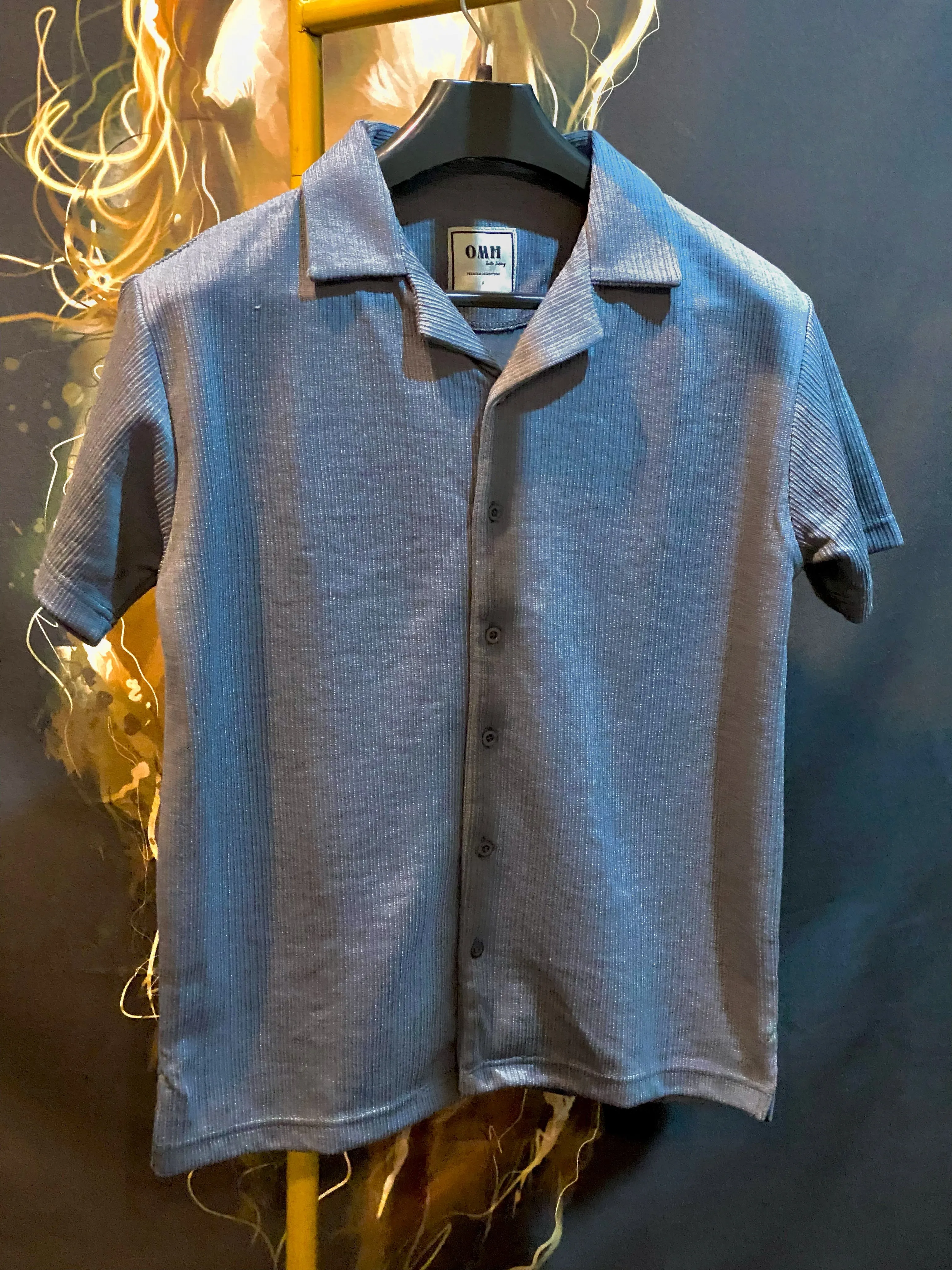 SMOKEY GREY OTTOMAN OVER-SIZED CUBAN COLLAR SHIRT