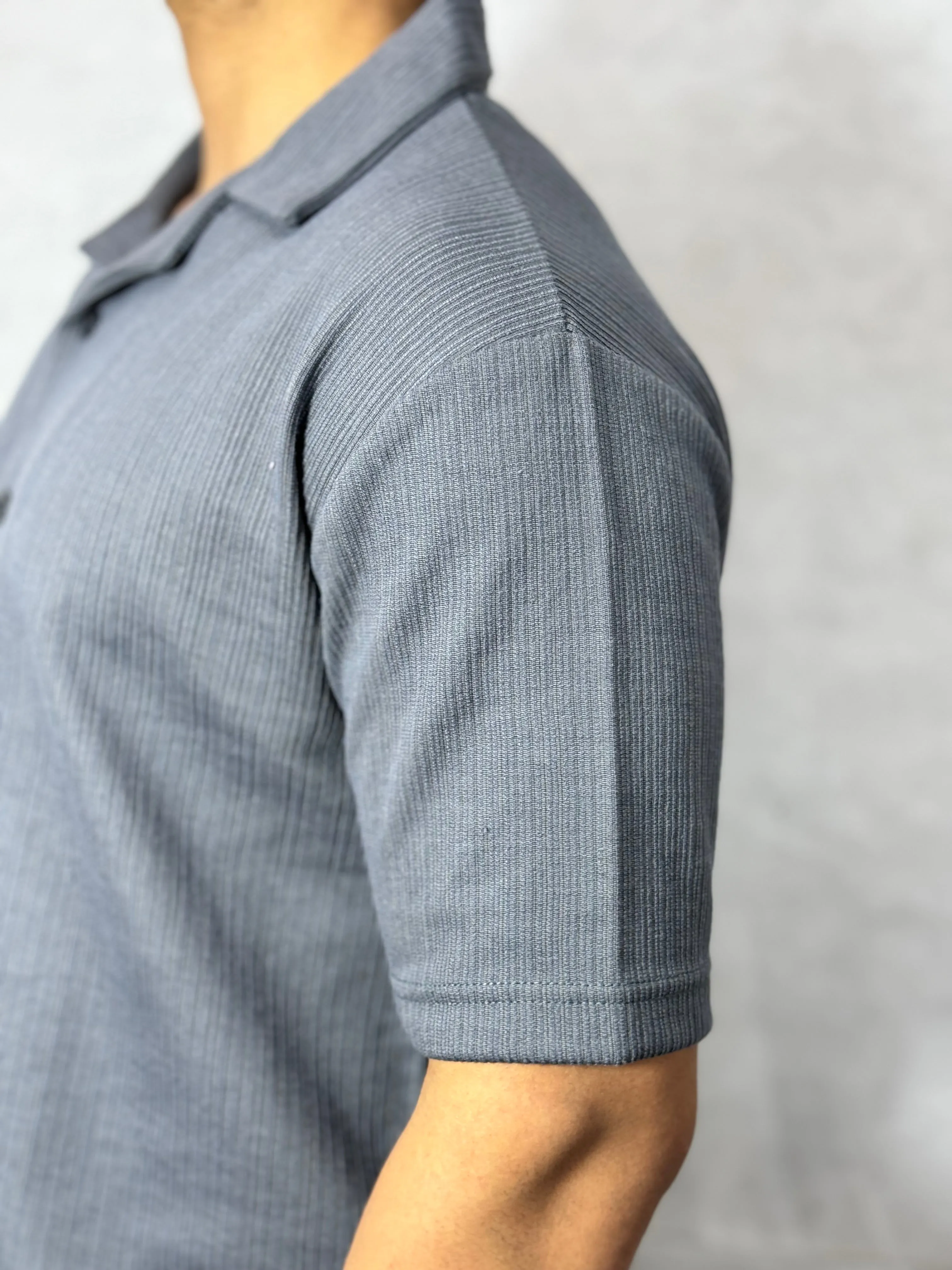 SMOKEY GREY OTTOMAN OVER-SIZED CUBAN COLLAR SHIRT