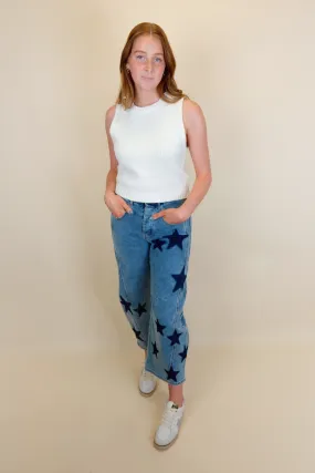 Star Spray Painted Denim Ankle Pants