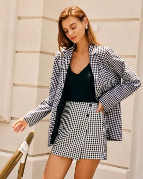 The Black Lapel Plaid Single-Breasted Blazer