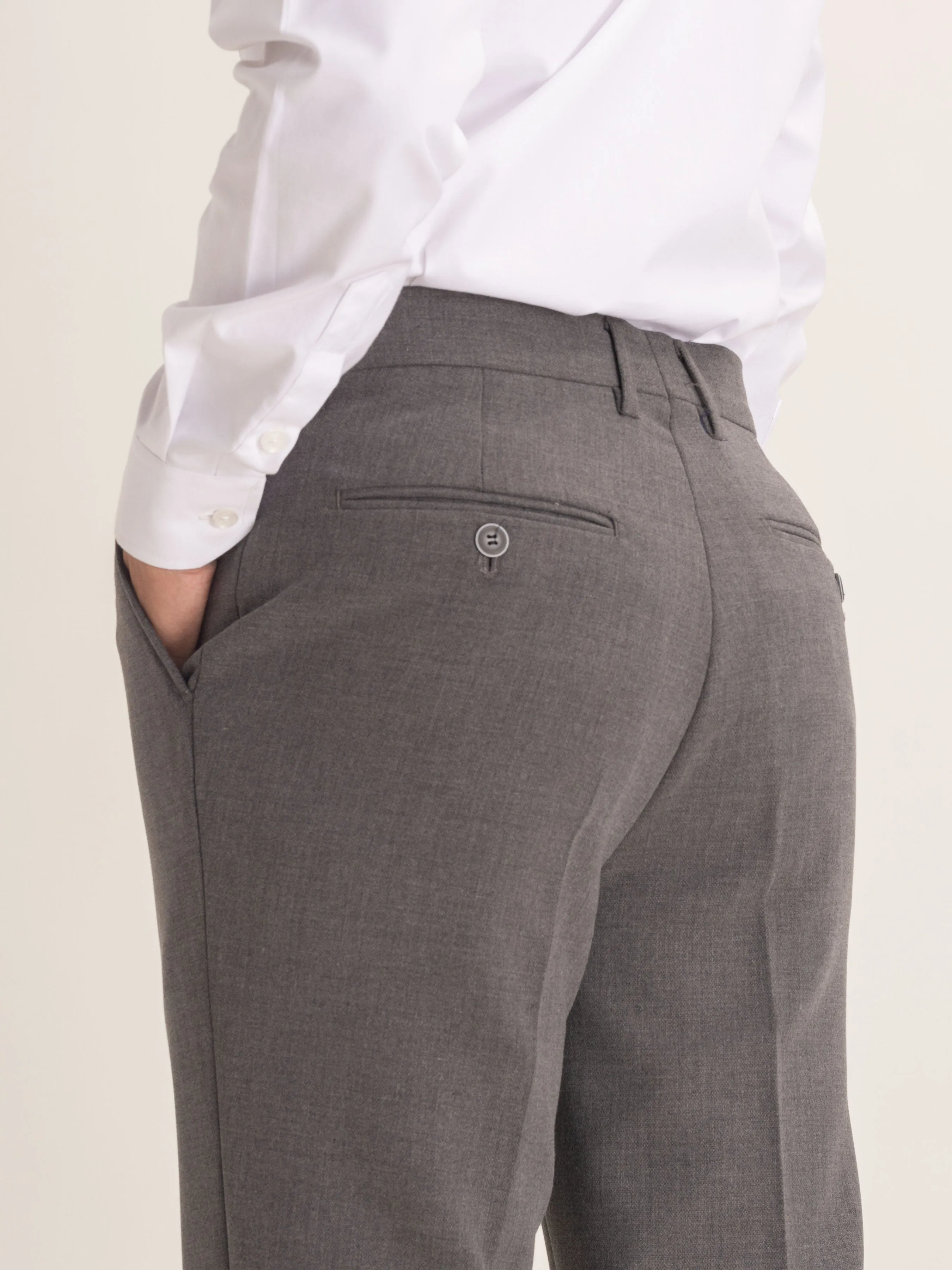 Trousers With Belt Loop - Ash Grey Plain (Stretchable)