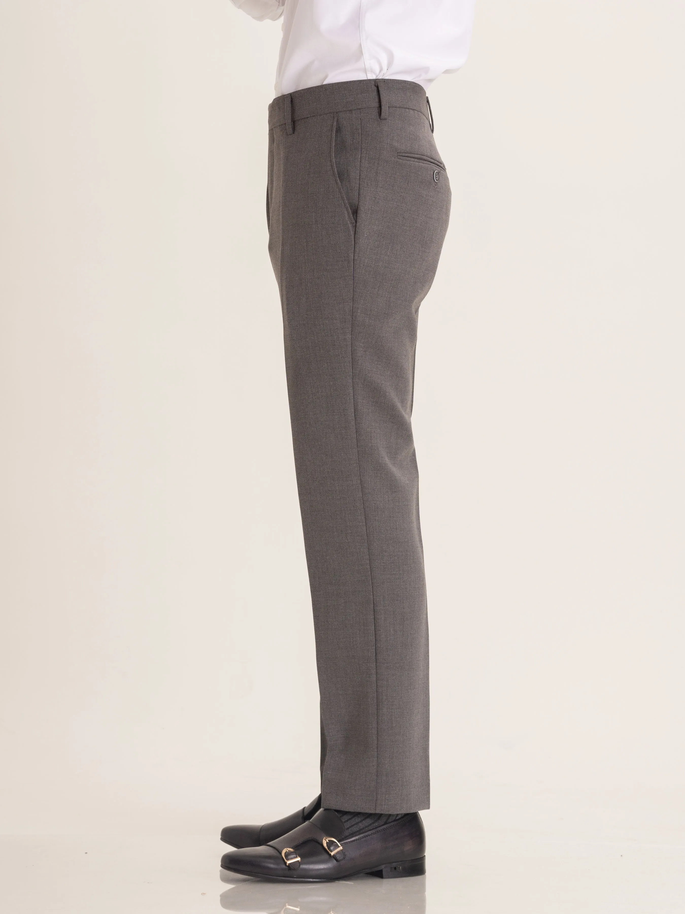 Trousers With Belt Loop - Ash Grey Plain (Stretchable)