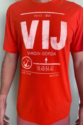 VIJ Airport Code T-Shirt - Sunset Red